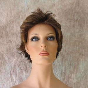 Medium Brown Auburn Mix Short Wig Spikey Layers